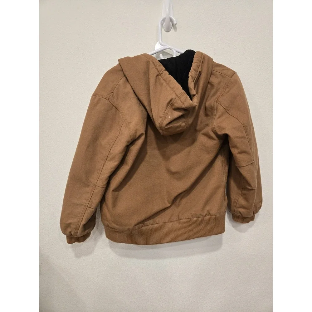 Carhartt Hooded Jacket Youth Boys M (10-12) Brown Quilt Lined Duck Canvas